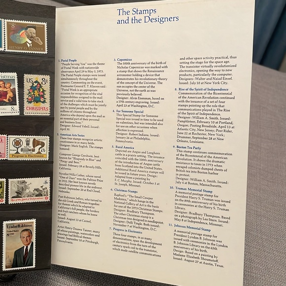 USPS Souvenir Mint Set 1973 Commemorative Postage Stamp Album 33 Stamps Total - Picture 5 of 10